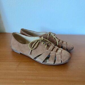 Isaac Mizrahi Live Imfarwin Suede Lace-Up Closed-Toe Sandal - Tan